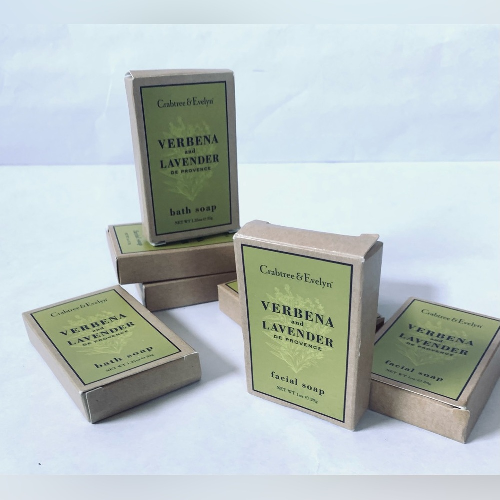 6 - Crabtree & Evelyn Travel Bar Soap VERBENA LAVENDER 2 bath 4 facial